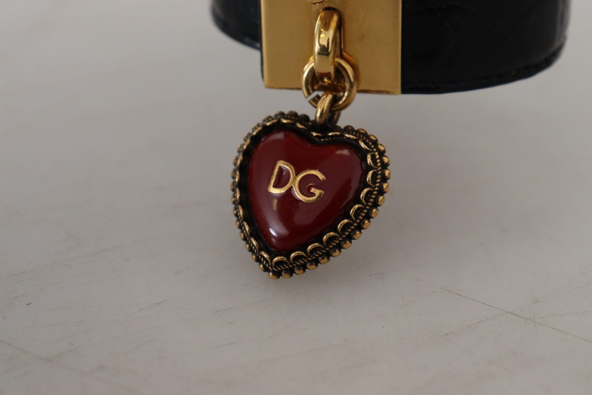 Dolce & Gabbana Elegant Black Leather Gold Detail Bracelet - Sandy Store ByNet