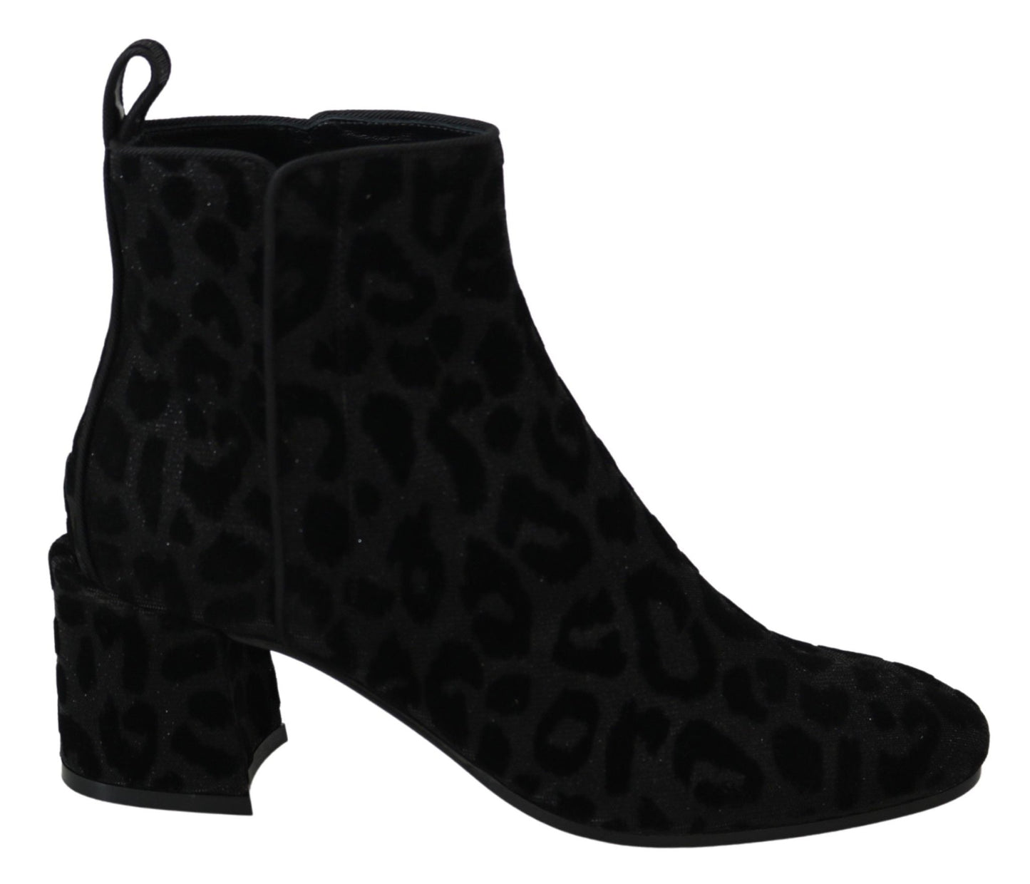 Dolce & Gabbana Elegant Black Leopard Print Short Boots - Sandy Store ByNet