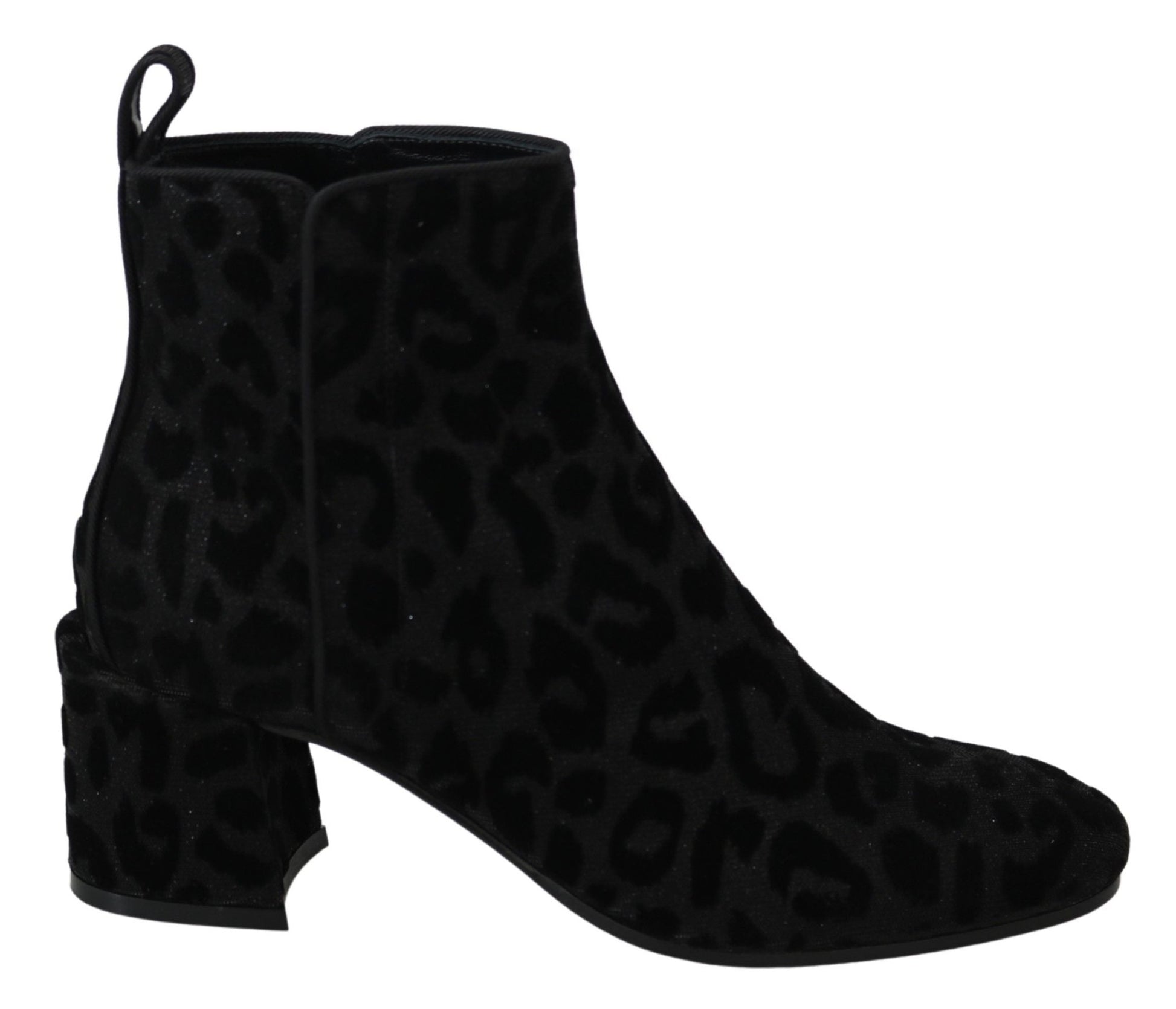 Dolce & Gabbana Elegant Black Leopard Print Short Boots - Sandy Store ByNet