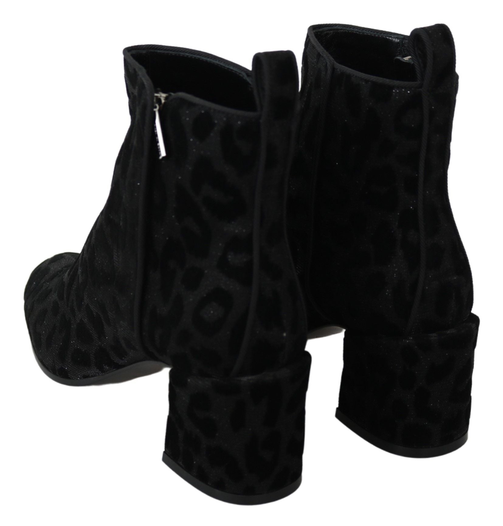 Dolce & Gabbana Elegant Black Leopard Print Short Boots - Sandy Store ByNet