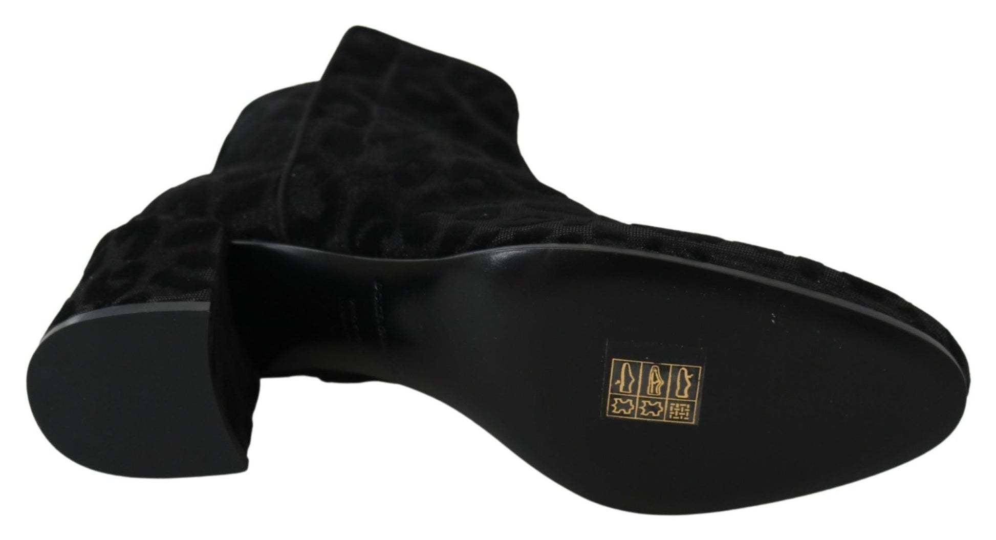 Dolce & Gabbana Elegant Black Leopard Print Short Boots - Sandy Store ByNet