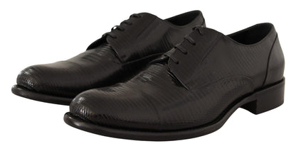 Dolce & Gabbana Elegant Black Lizard Skin Derby Shoes - Sandy Store ByNet
