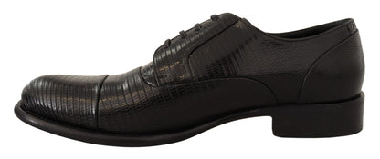 Dolce & Gabbana Elegant Black Lizard Skin Derby Shoes - Sandy Store ByNet