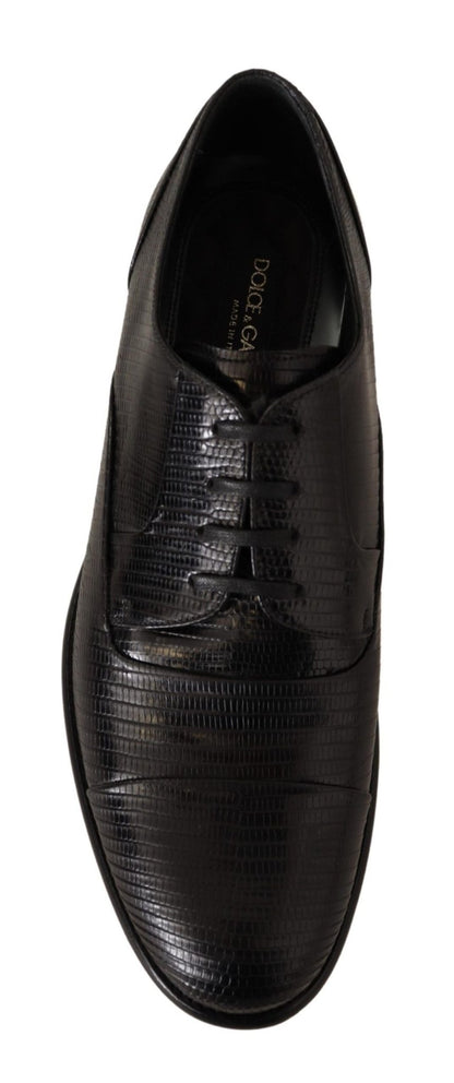 Dolce & Gabbana Elegant Black Lizard Skin Derby Shoes - Sandy Store ByNet