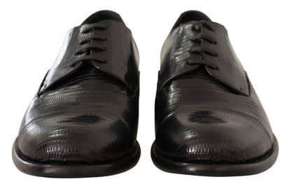 Dolce & Gabbana Elegant Black Lizard Skin Derby Shoes - Sandy Store ByNet