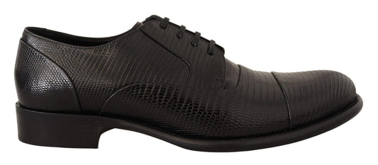Dolce & Gabbana Elegant Black Lizard Skin Derby Shoes - Sandy Store ByNet