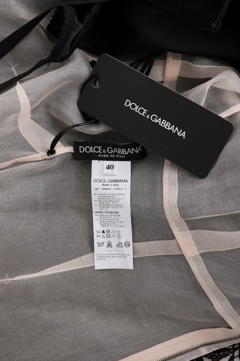 Dolce & Gabbana Elegant Black Maxi Shift Dress with Floral Applique - Sandy Store ByNet
