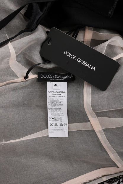 Dolce & Gabbana Elegant Black Maxi Shift Dress with Floral Applique - Sandy Store ByNet