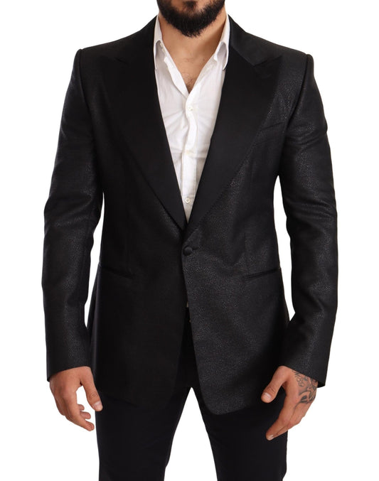 Dolce & Gabbana Elegant Black Metallic Slim Fit Blazer Jacket - Sandy Store ByNet