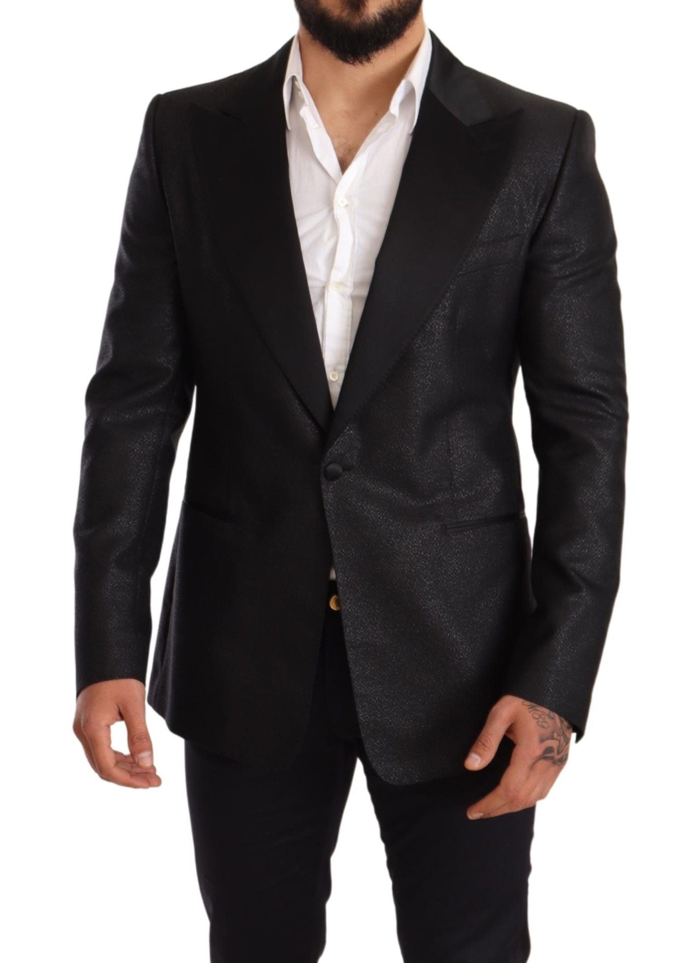 Dolce & Gabbana Elegant Black Metallic Slim Fit Blazer Jacket - Sandy Store ByNet