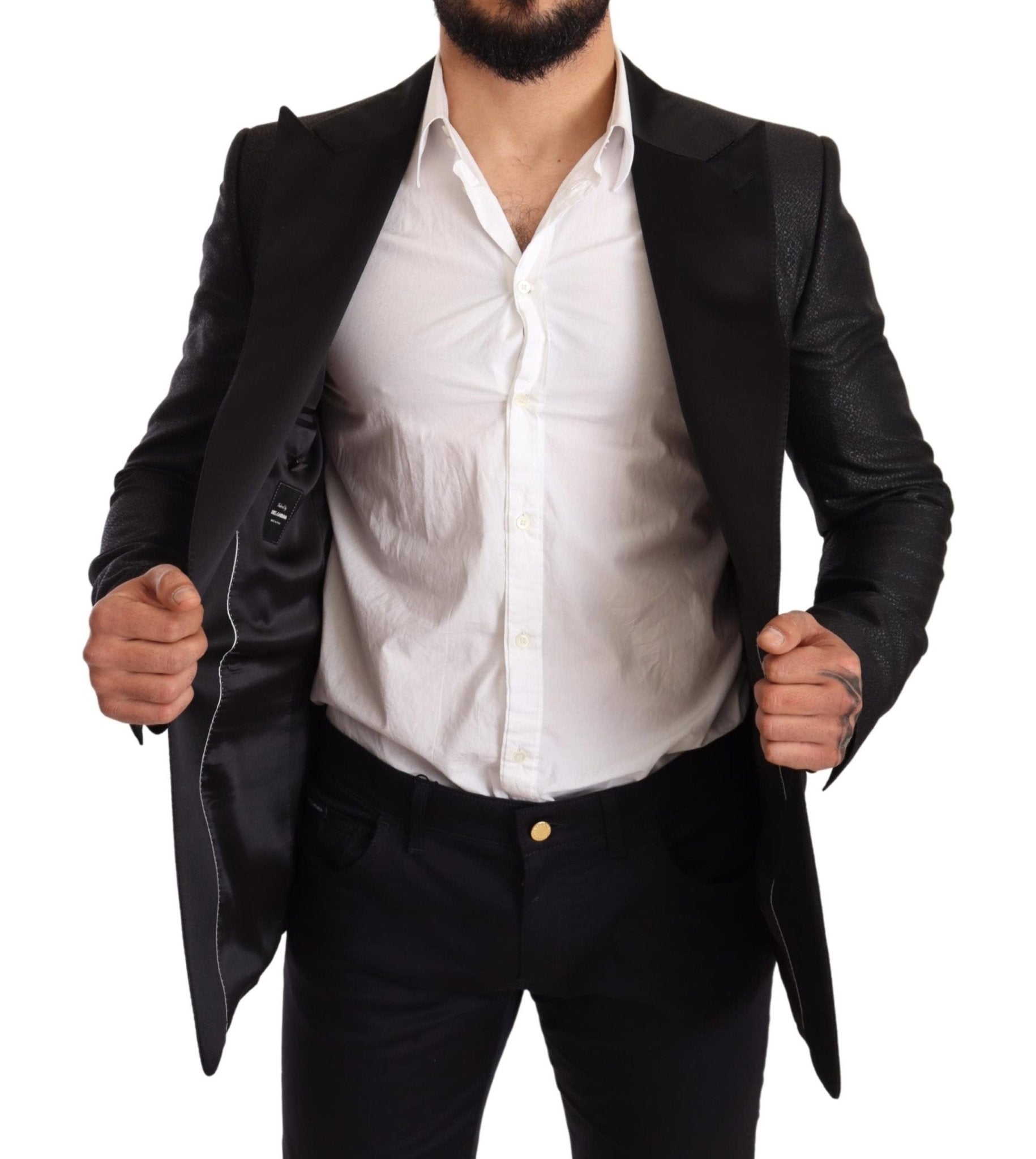 Dolce & Gabbana Elegant Black Metallic Slim Fit Blazer Jacket - Sandy Store ByNet