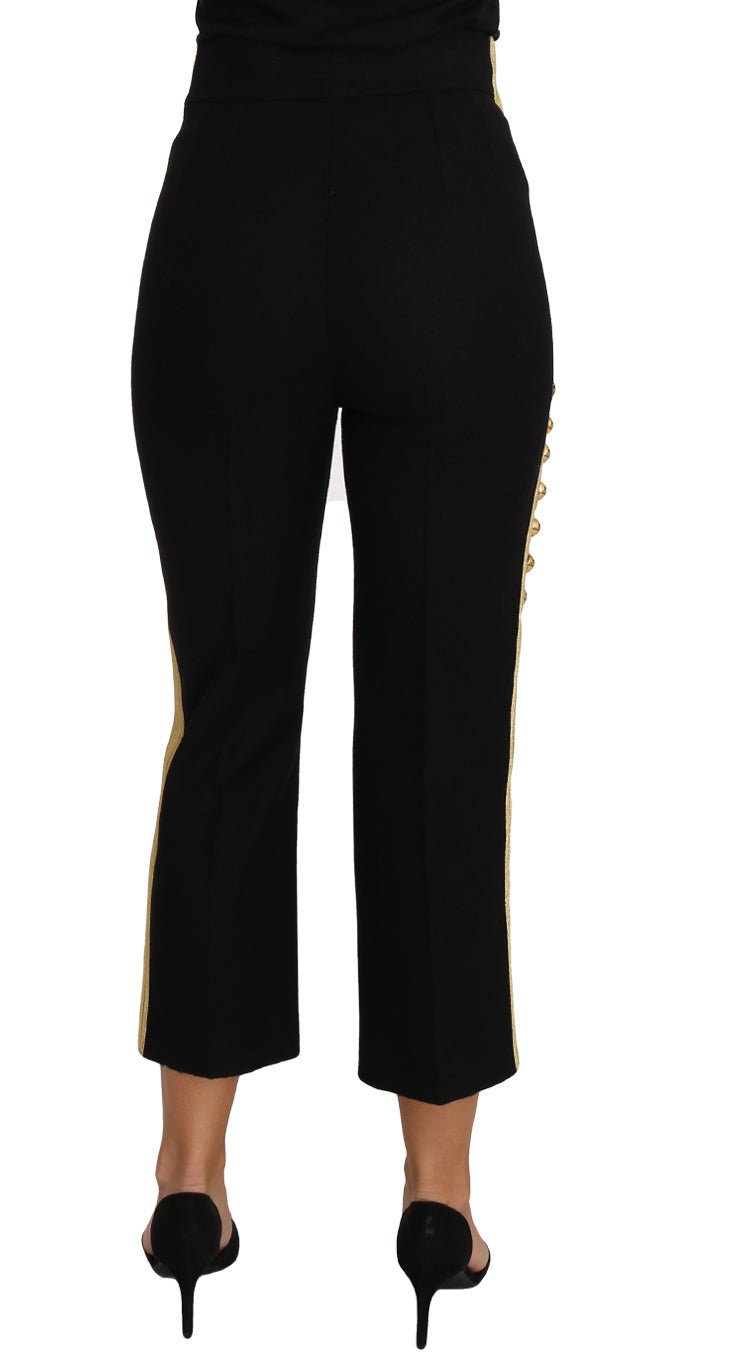 Dolce & Gabbana Elegant Black Military Embellished Pants - Sandy Store ByNet