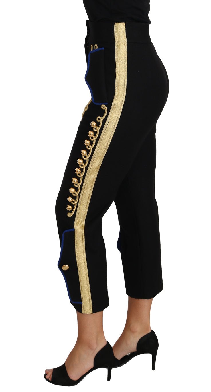 Dolce & Gabbana Elegant Black Military Embellished Pants - Sandy Store ByNet