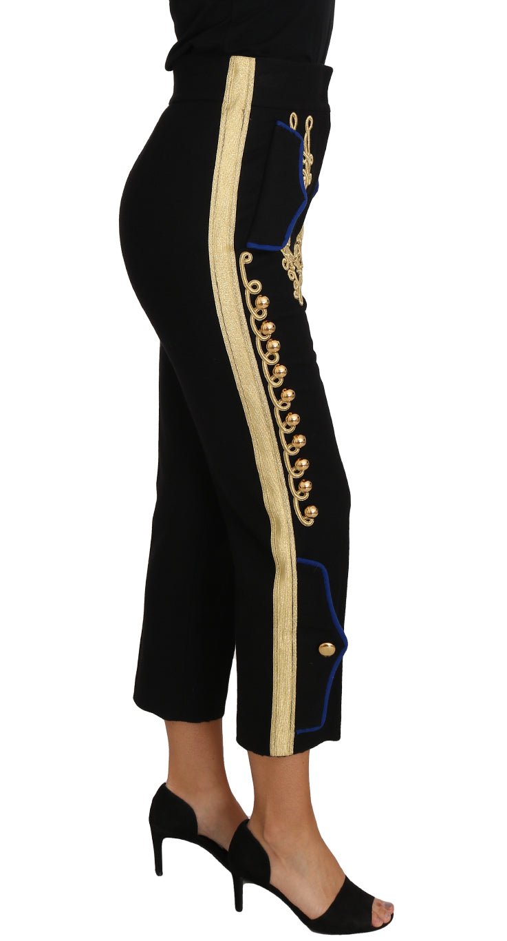 Dolce & Gabbana Elegant Black Military Embellished Pants - Sandy Store ByNet