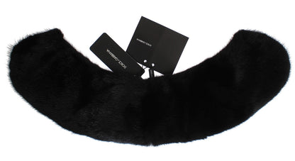 Dolce & Gabbana Elegant Black Mink Fur Shoulder Wrap Scarf - Sandy Store ByNet