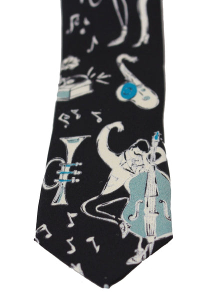 Dolce & Gabbana Elegant Black Music Pattern Silk Neck Tie - Sandy Store ByNet