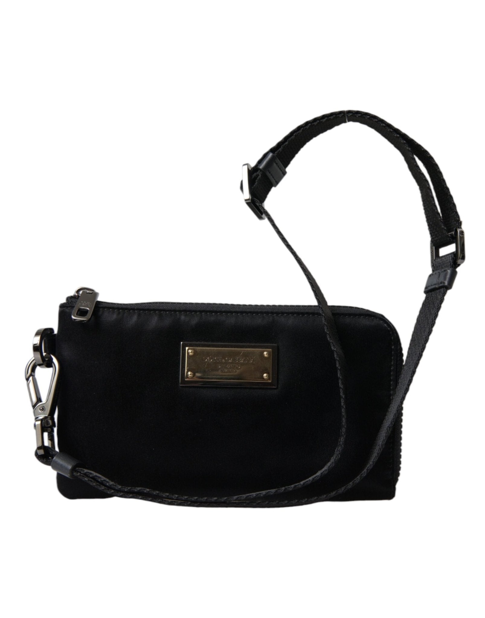 Dolce & Gabbana Elegant Black Nylon & Leather Pouch - Sandy Store ByNet