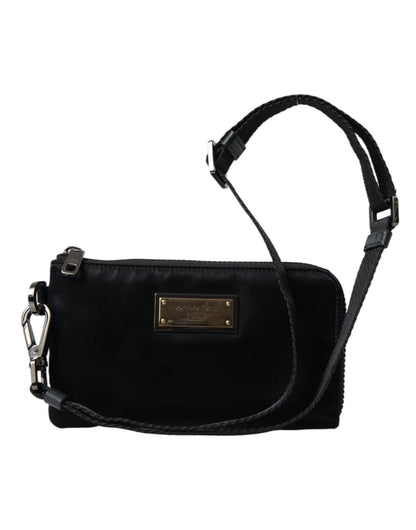 Dolce & Gabbana Elegant Black Nylon & Leather Pouch - Sandy Store ByNet