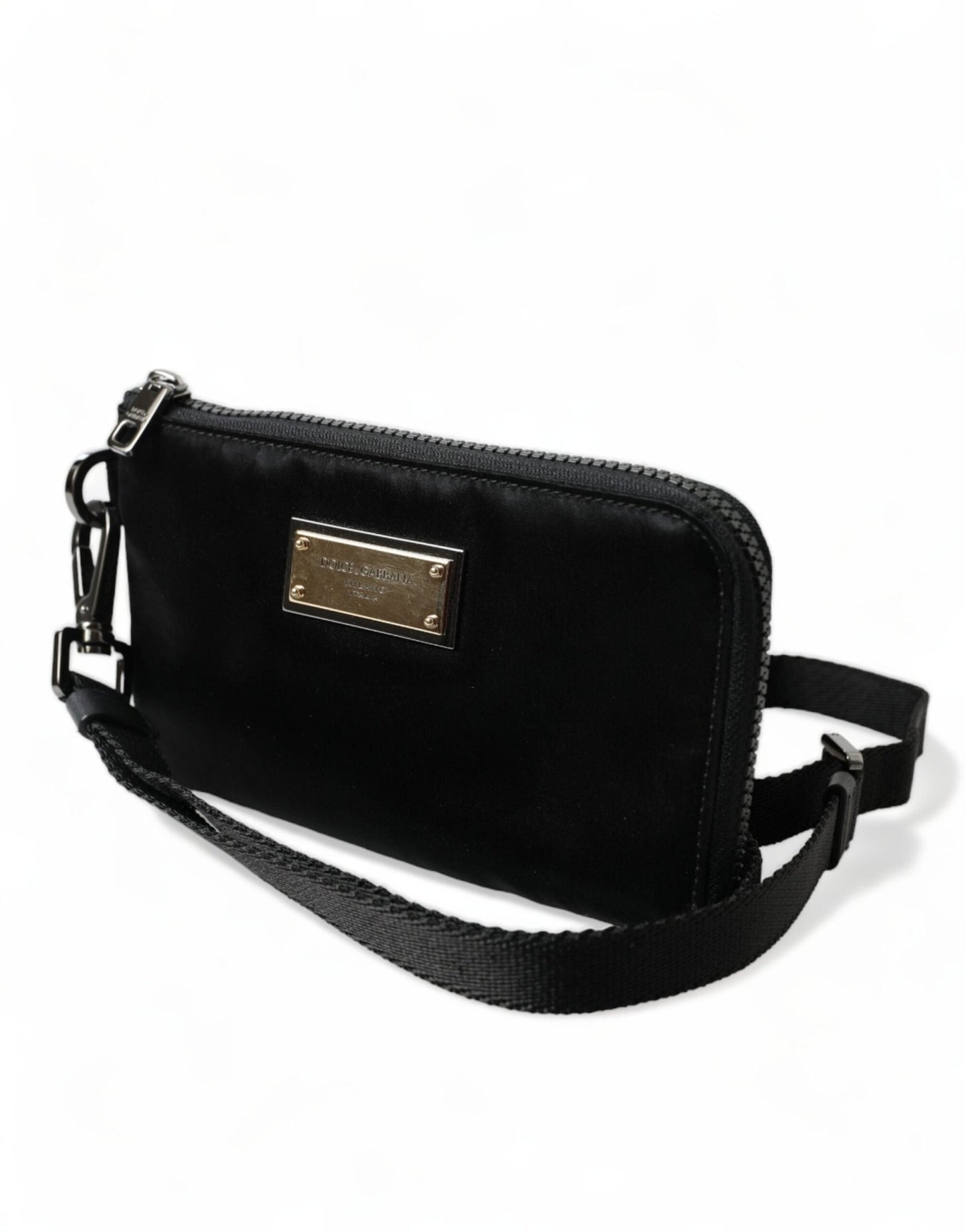 Dolce & Gabbana Elegant Black Nylon & Leather Pouch - Sandy Store ByNet