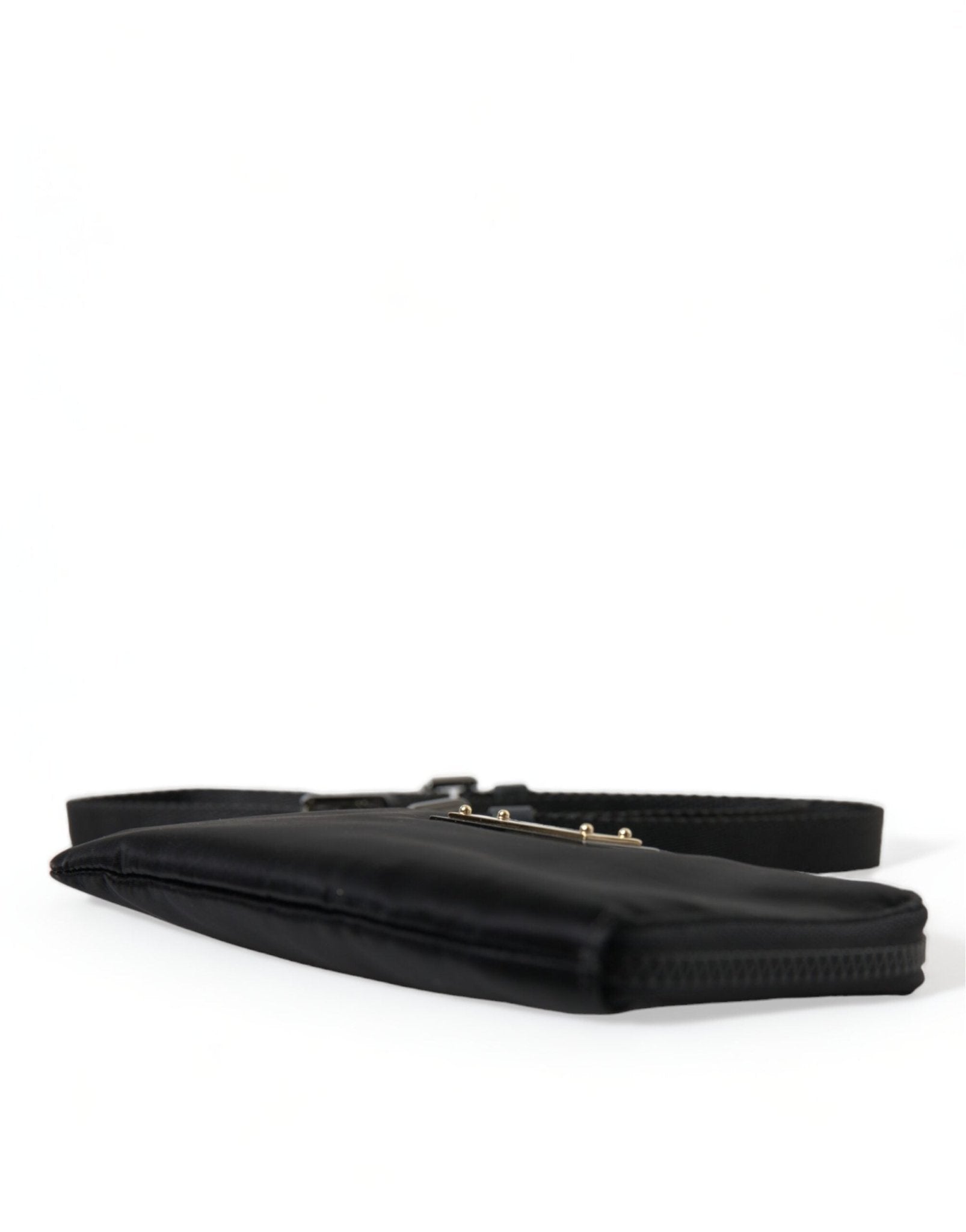 Dolce & Gabbana Elegant Black Nylon & Leather Pouch - Sandy Store ByNet