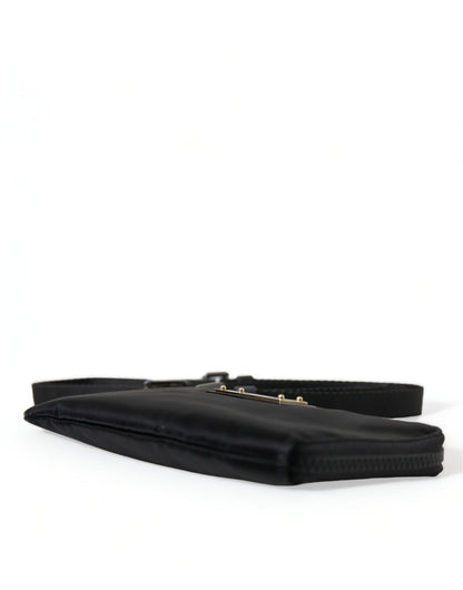 Dolce & Gabbana Elegant Black Nylon & Leather Pouch - Sandy Store ByNet