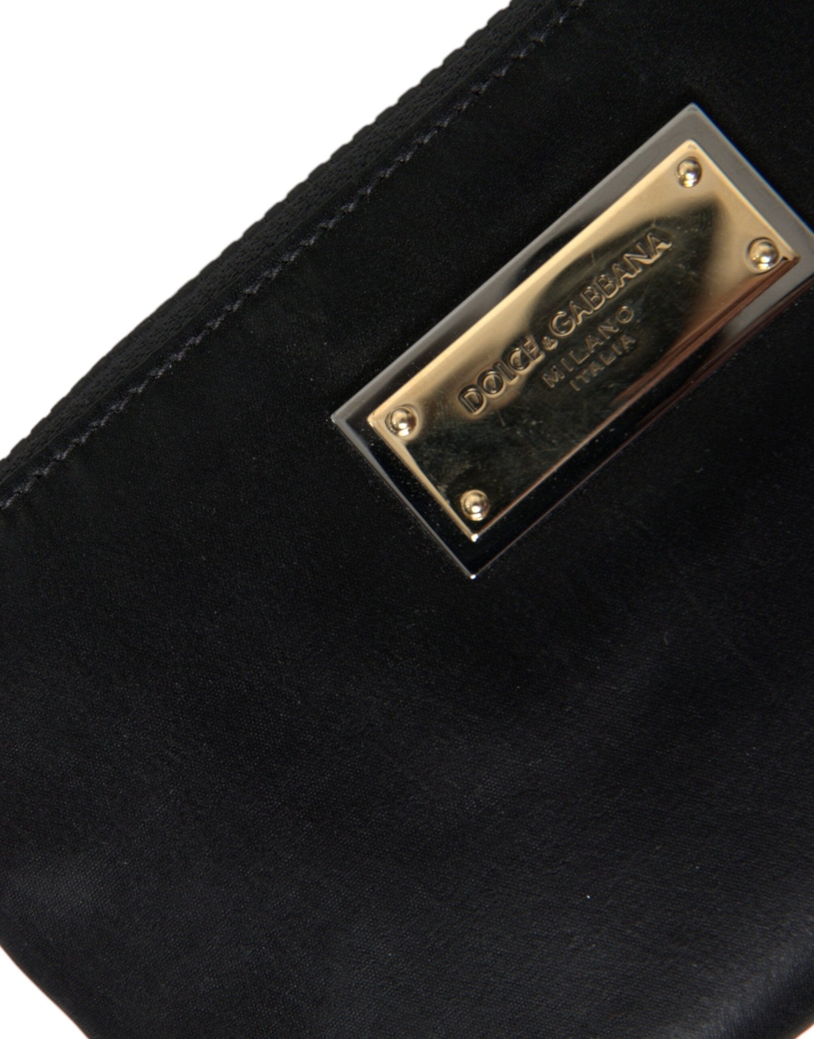 Dolce & Gabbana Elegant Black Nylon & Leather Pouch - Sandy Store ByNet