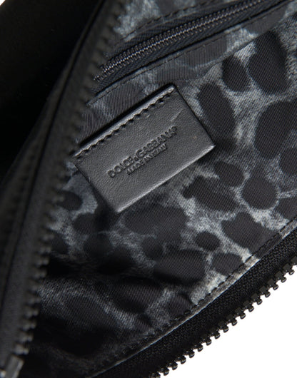 Dolce & Gabbana Elegant Black Nylon & Leather Pouch - Sandy Store ByNet
