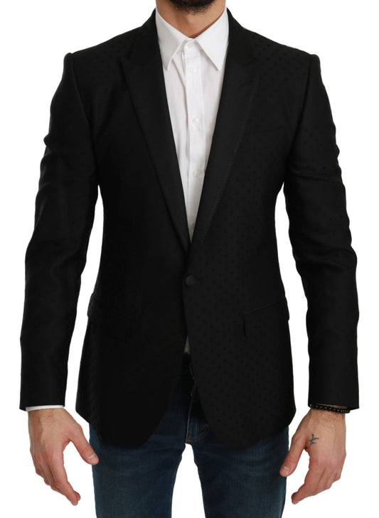 Dolce & Gabbana Elegant Black Polka Dotted Wool Blend Blazer - Sandy Store ByNet