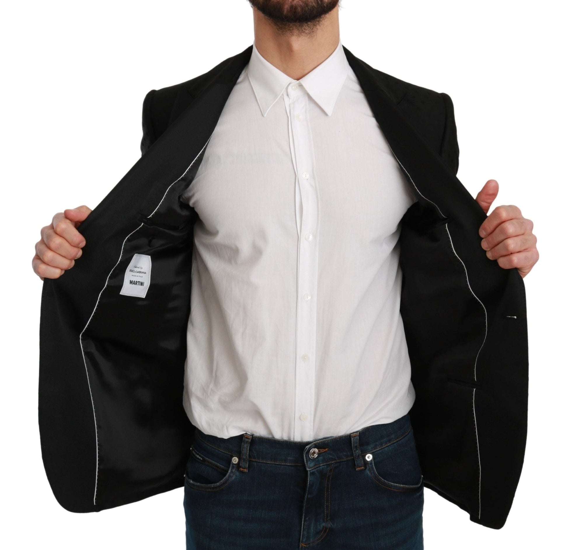 Dolce & Gabbana Elegant Black Polka Dotted Wool Blend Blazer - Sandy Store ByNet