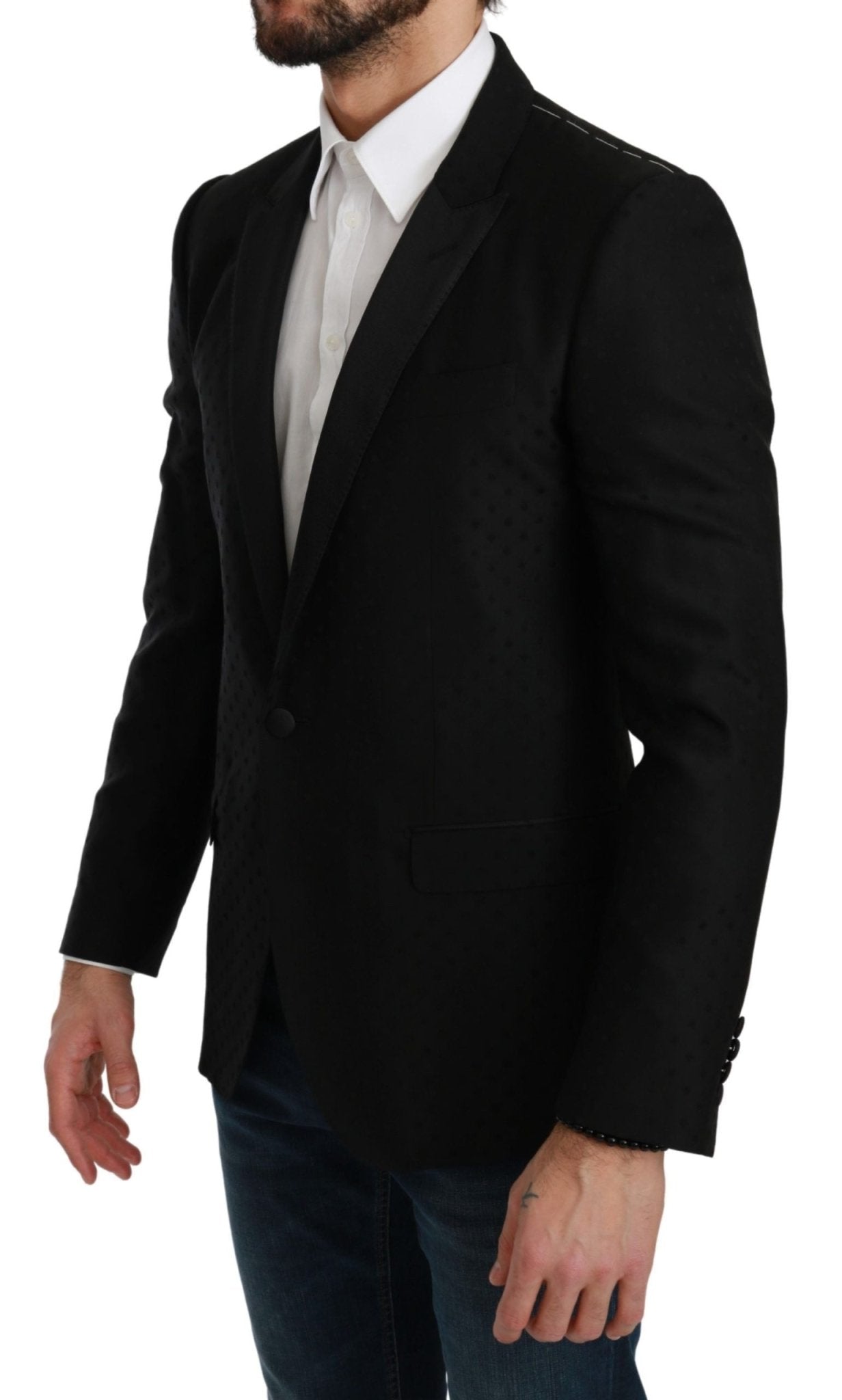 Dolce & Gabbana Elegant Black Polka Dotted Wool Blend Blazer - Sandy Store ByNet