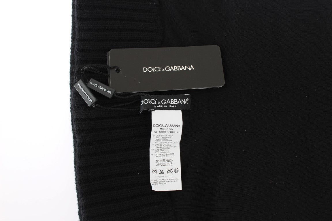 Dolce & Gabbana Elegant Black Sequined Hooded Scarf Wrap - Sandy Store ByNet
