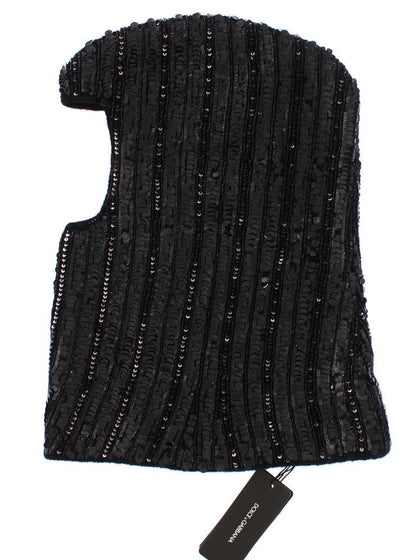 Dolce & Gabbana Elegant Black Sequined Hooded Scarf Wrap - Sandy Store ByNet