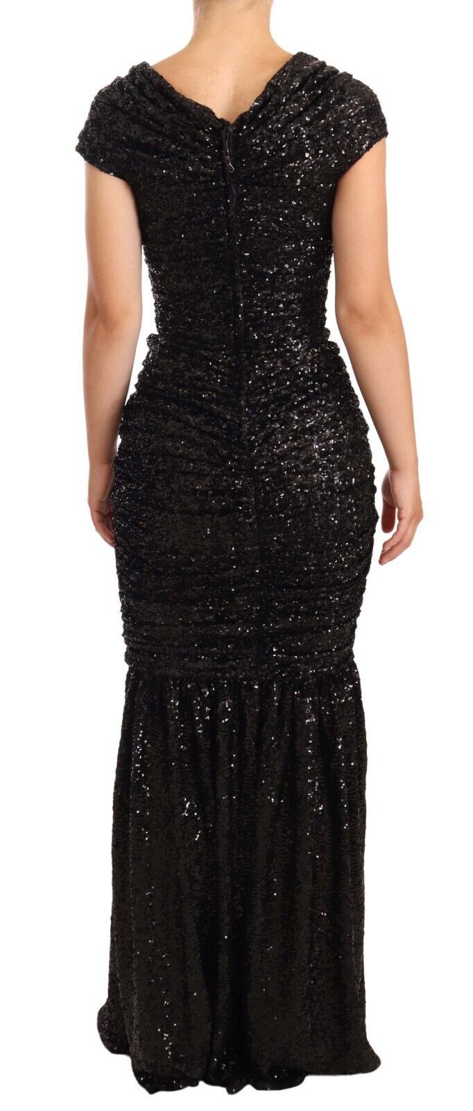 Dolce & Gabbana Elegant Black Sequined Open Shoulder Gown - Sandy Store ByNet