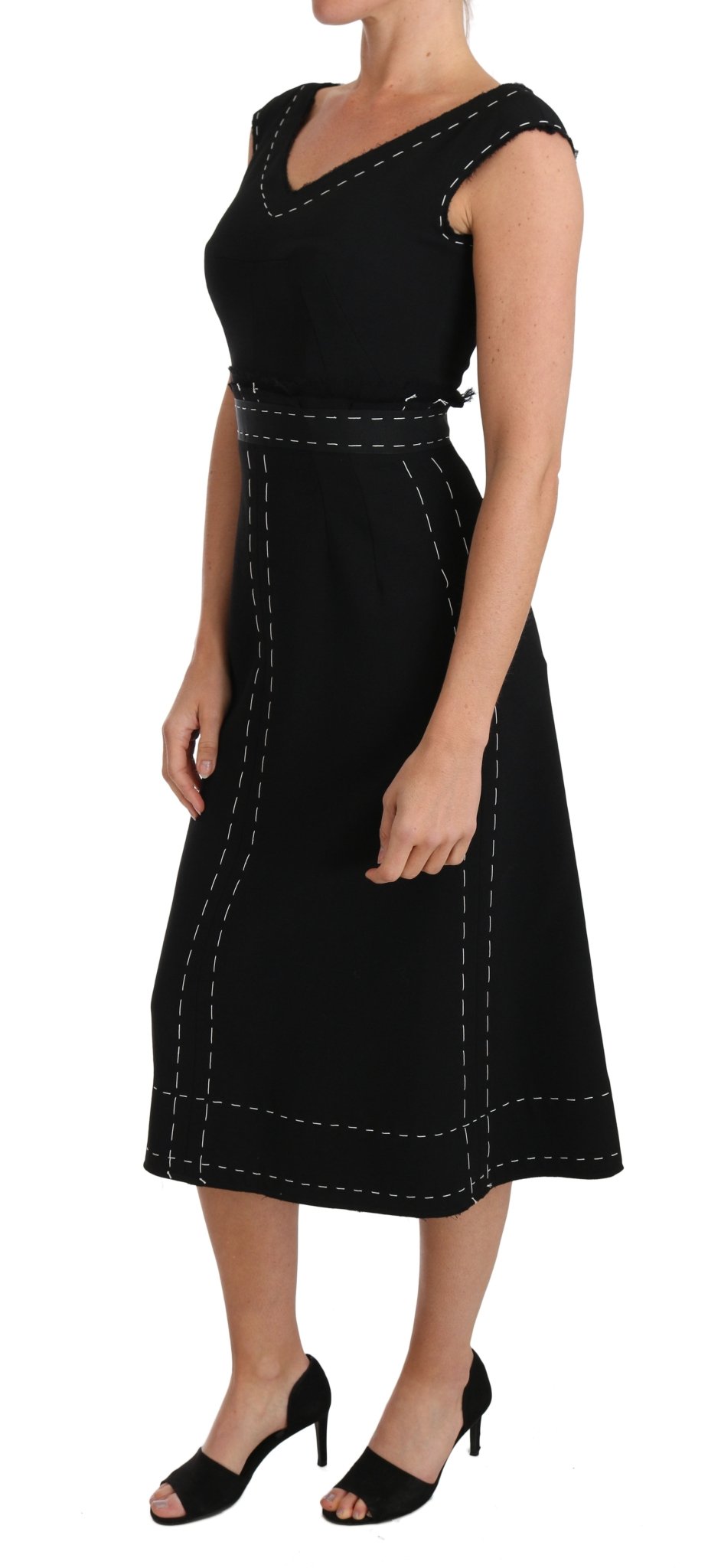 Dolce & Gabbana Elegant Black Sheath Wool Dress - Sandy Store ByNet
