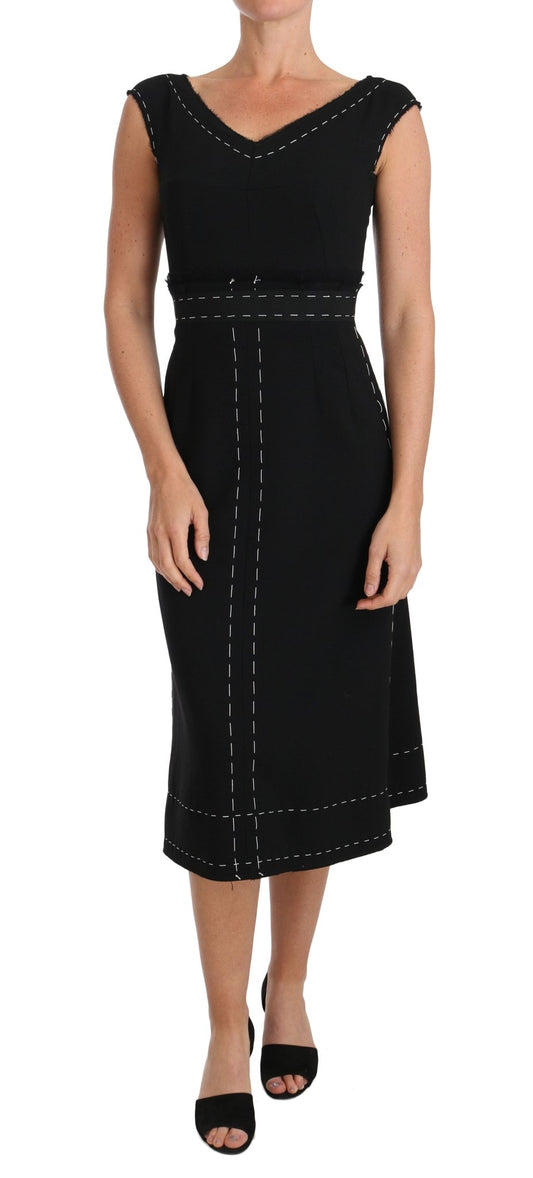 Dolce & Gabbana Elegant Black Sheath Wool Dress - Sandy Store ByNet
