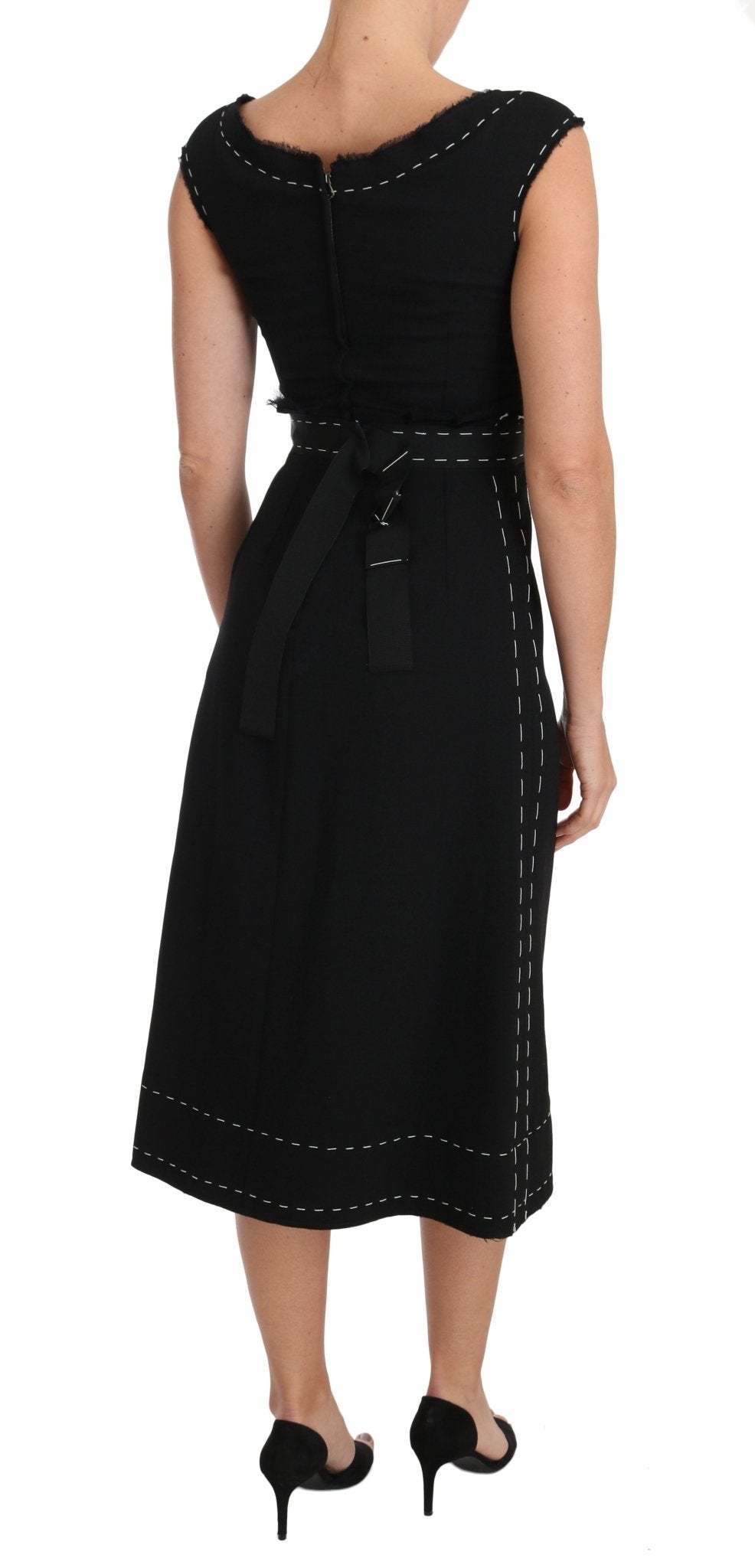 Dolce & Gabbana Elegant Black Sheath Wool Dress - Sandy Store ByNet