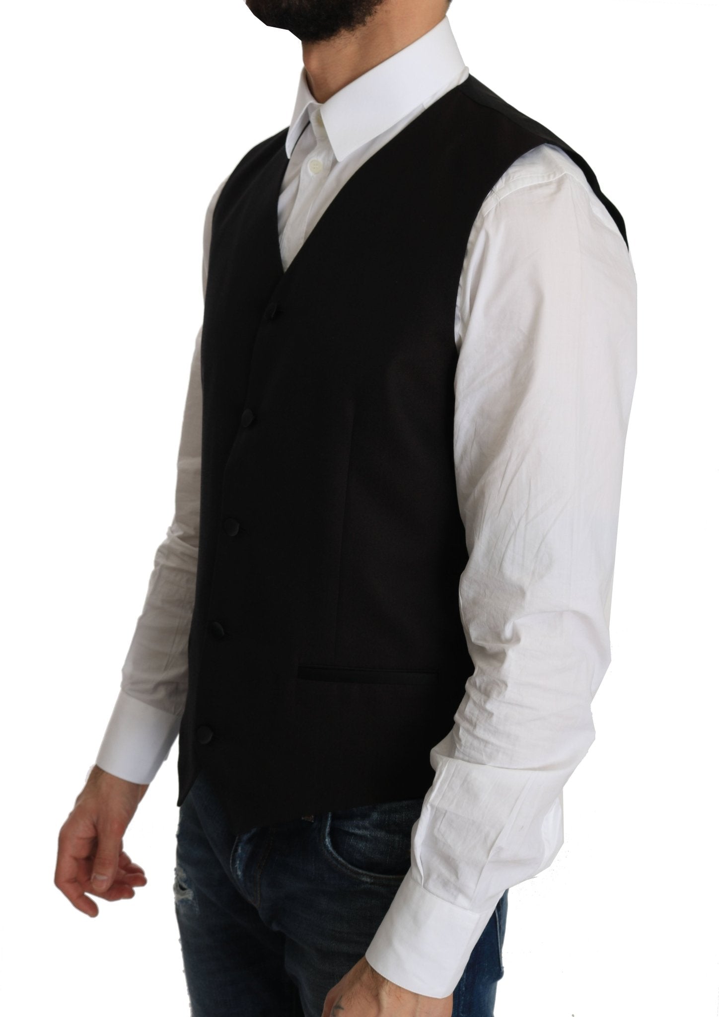 Dolce & Gabbana Elegant Black Silk Blend Formal Vest - Sandy Store ByNet
