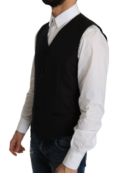 Dolce & Gabbana Elegant Black Silk Blend Formal Vest - Sandy Store ByNet
