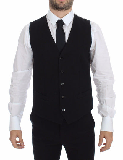 Dolce & Gabbana Elegant Black Silk Dress Vest - Sandy Store ByNet