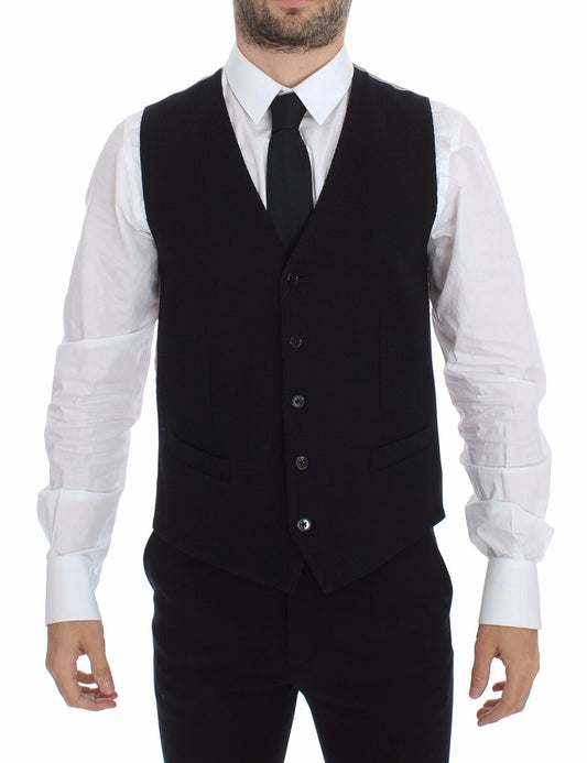 Dolce & Gabbana Elegant Black Silk Dress Vest - Sandy Store ByNet