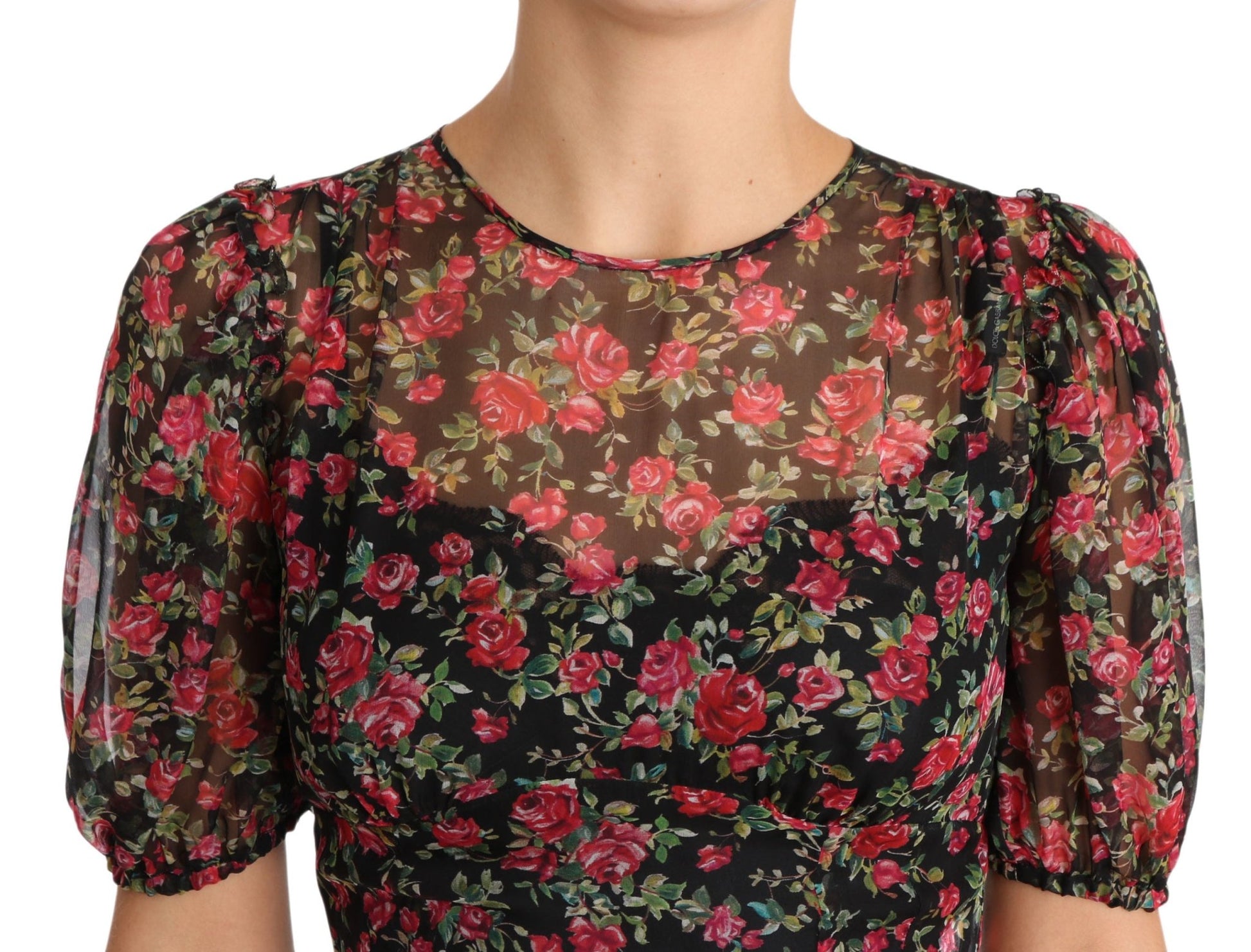 Dolce & Gabbana Elegant Black Silk Floral A - Line Gown - Sandy Store ByNet