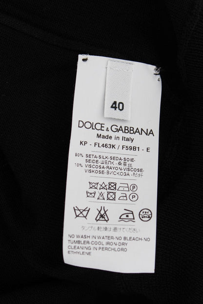 Dolce & Gabbana Elegant Black Silk Floral Polo Top - Sandy Store ByNet