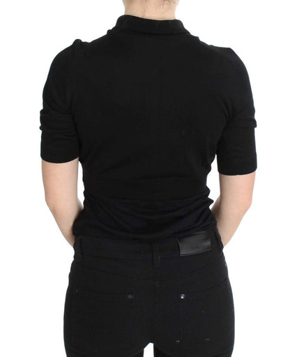 Dolce & Gabbana Elegant Black Silk Floral Polo Top - Sandy Store ByNet