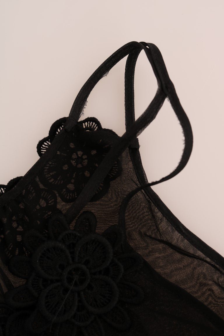 Dolce & Gabbana Elegant Black Silk Lace Chemise Dress - Sandy Store ByNet
