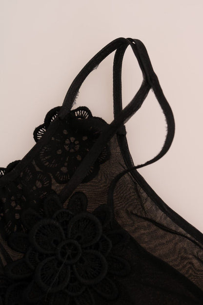 Dolce & Gabbana Elegant Black Silk Lace Chemise Dress - Sandy Store ByNet