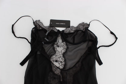 Dolce & Gabbana Elegant Black Silk Lace Lingerie Chemise - Sandy Store ByNet
