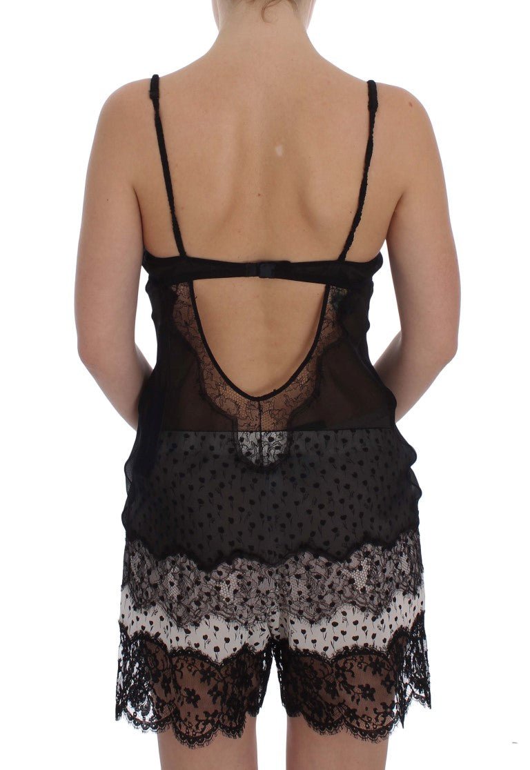 Dolce & Gabbana Elegant Black Silk Lace Lingerie Chemise - Sandy Store ByNet