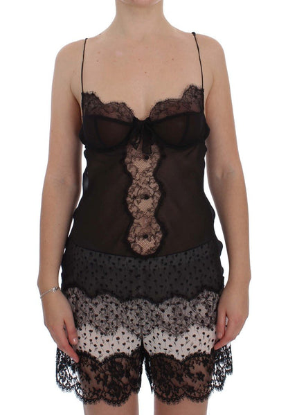 Dolce & Gabbana Elegant Black Silk Lace Lingerie Chemise - Sandy Store ByNet