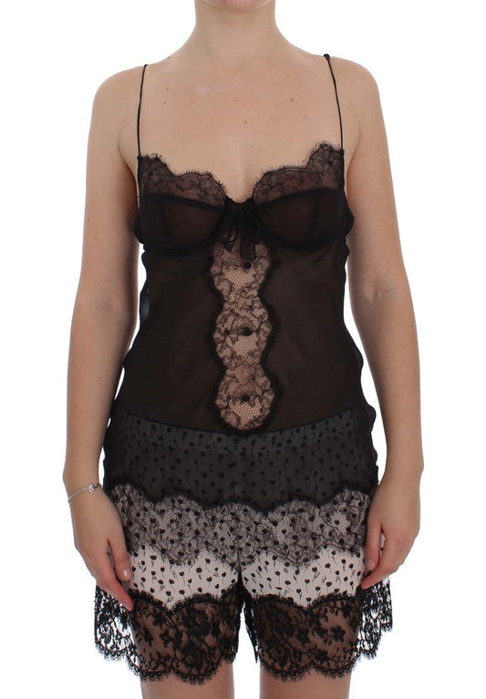 Dolce & Gabbana Elegant Black Silk Lace Lingerie Chemise - Sandy Store ByNet
