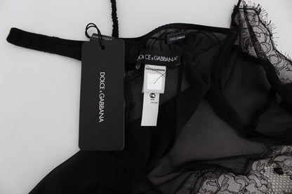 Dolce & Gabbana Elegant Black Silk Lace Lingerie Chemise - Sandy Store ByNet